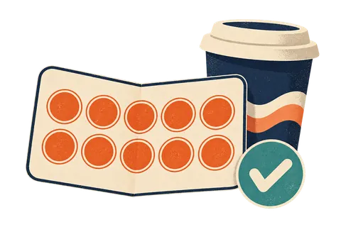 A full stamp card with a check mark.
