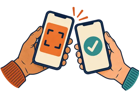 One phone scanning a card on another.